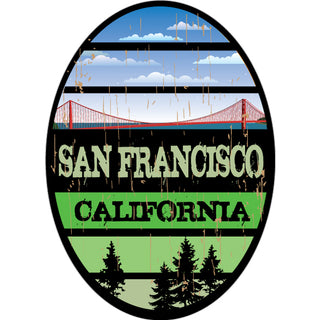 OK4 San Francisco CA Wide Oval with Stripes (00792) Sticker