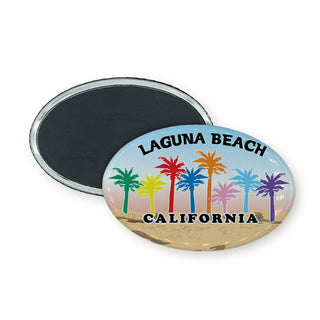 Laguna Beach  California   8 Colored Palms Oval Oval Badge Magnet