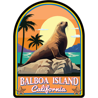 Balboa Island  California   Seal on The Rocks Sticker