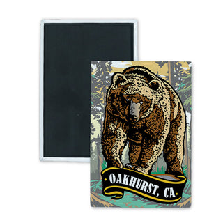 Oakhurst  California   Bear with Banner Rectangle Badge Magnet