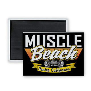 Muscle Beach Venice No Pain No Gain   Muscle Beach Venice No Pain No Gain Rectangle Badge Magnet