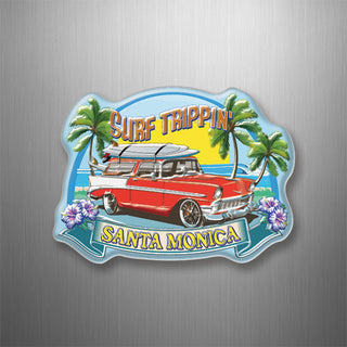 Santa Monica Surf Trippin' Old Red Station Wagon Plastic Magnet 3D Magnet