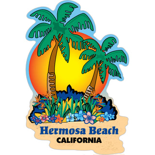 Hermosa Beach  CA   Palms Sunset Sticker