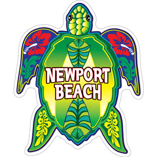 Newport Beach   Green Floral Sea Turtle Sticker