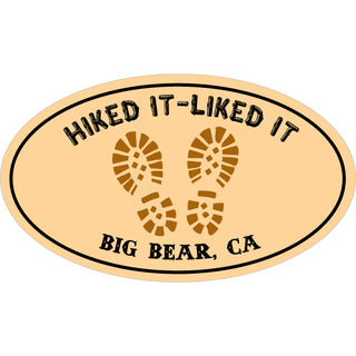 Big Bear Hiked It Liked It Tan Oval Sticker