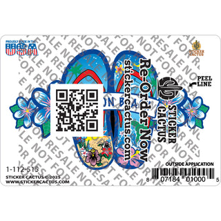 Mission Beach Blue Flower Flip Flops Sticker