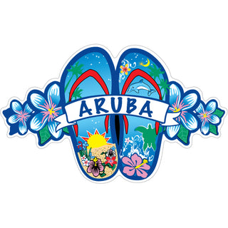 Aruba   Blue Flowers Flip Flops Sticker