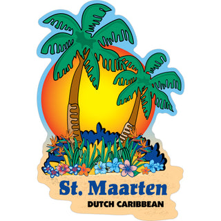 St. Maarten Dutch Caribbean Sunset Palms Sticker