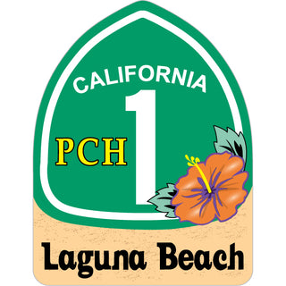 Laguna Beach   PCH 1 Flower Sign Sticker
