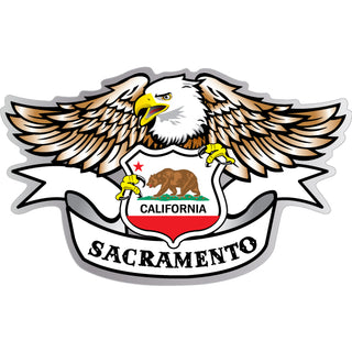 Sacramento Eagle Holding Flag Shield Sticker