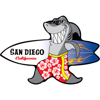 San Diego  California   Walking Surfboard Shark Sticker