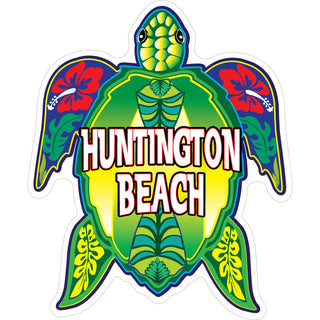 Huntington Beach  CA Green Floral Turtle Sticker