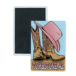 Tombstone  AZ Cowgirl Boots Rectangle Badge Magnet