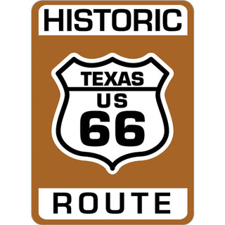 Route 66 Historic Brown Sign   Texas Route 66 Historic Brown Route 66 Sign Sticker