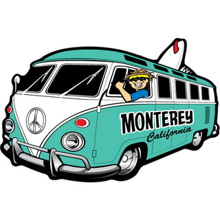 Monterey  California   Bus Corner View Surfboard Sticker