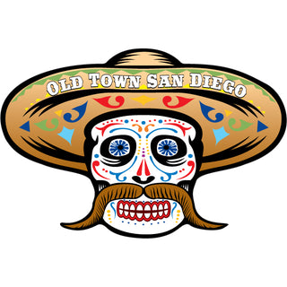 Old Town San Diego   Fu Man Chu Sugar Skull Sticker