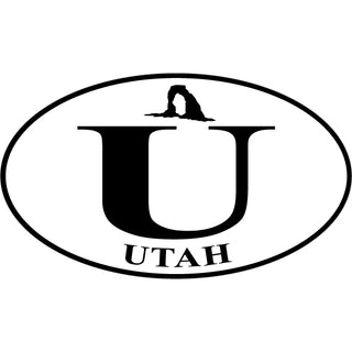Utah   Utah U Euro Oval Sticker