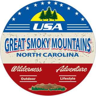 Great Smoky Mountains North Carolina   Great Smoky Mtn North Carolina USA Circle Sticker