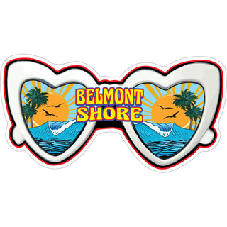 Belmont Shore   Heart Glasses Sticker