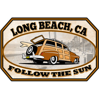 OK4 Long Beach Woody Follow The Sun Sticker
