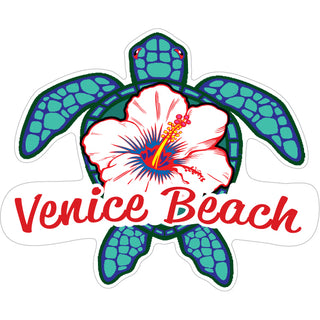 Venice Beach   Blue Turtle White Flower Sticker