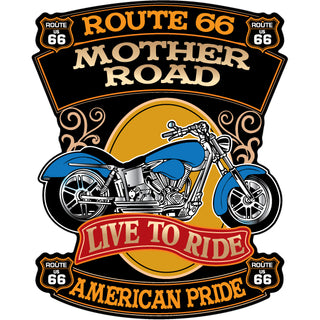 Route 66   American Pride Motorcycle Sticker