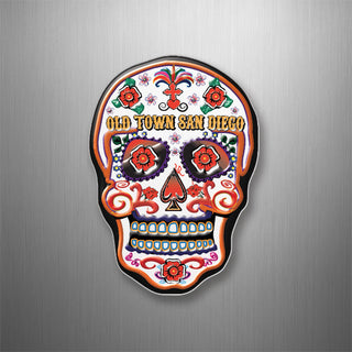 Old Town San Diego   Orange and White Sugar Skull 3D Magnet