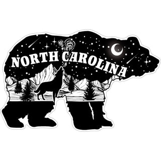 North Carolina   Bear with Mountain Night Scene inside Sticker