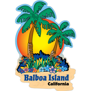 BALBOA ISLAND CA Palm Sunset Sticker