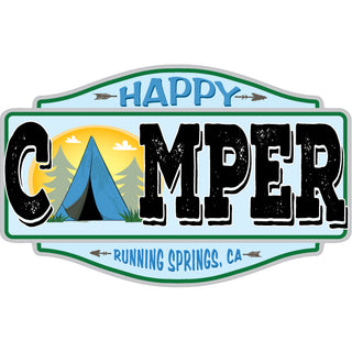 Running Springs  CA   Happy Camper Tent Sticker