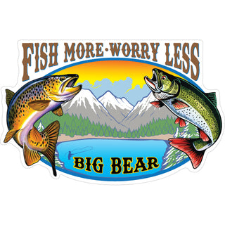 Big Bear Fish More Worry Less Sticker