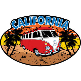 California   Red Bus Corner View Sticker
