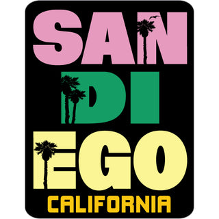 San Diego CA Pastel Palm Tree Stacked Lettering Sticker