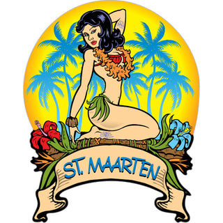 St. Maarten   Hawaiian Girl Vert Sticker