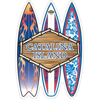 Catalina Island 3 Vert Surfboards with Wooden Sign Sticker