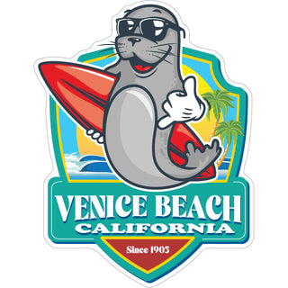 Venice Beach  California   Seal Surfer Hang Loose Sticker