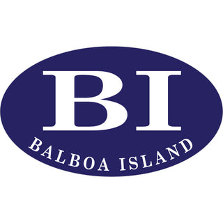 Balboa Island BI Navy Euro Oval Sticker