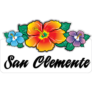 San Clemente  CA Triple Hibiscus Sticker