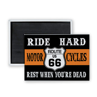 Route 66   Ride Hard Rest When Dead Rectangle Badge Magnet