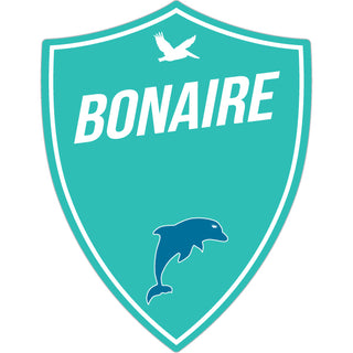 Bonaire   Teal Dolphin Shield Sticker