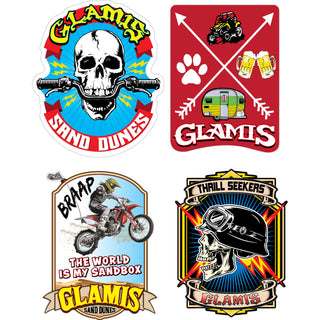 GLAMIS SKULL AND CROSS ARROWS AND BRAAP AND THRILL SEEKER 4 UP Sticker