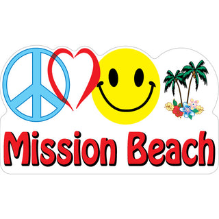 Mission Beach   Peace Love Happy Palm Sticker