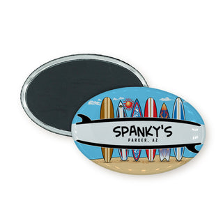 Spanky's Parker Az   6 Surfboards Oval Badge Magnet