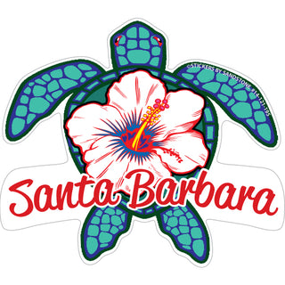 OK4 Santa Barbara Blue Turtle With White Flower Sticker