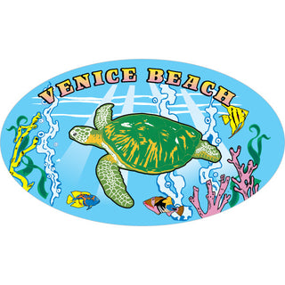 Venice beach  CA Turtle In The Sea Oval Postcard Sticker