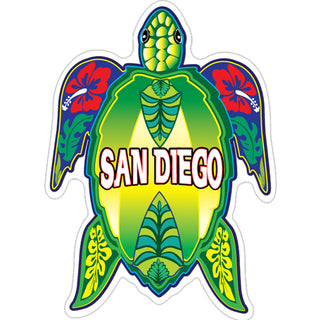 OK4 San Diego Green Turtle with Red Flowers Sticker