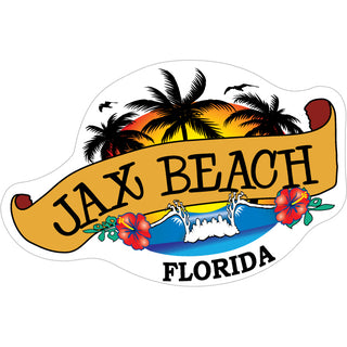 OK3 Jax Beach Florida Banner and Palms Sticker