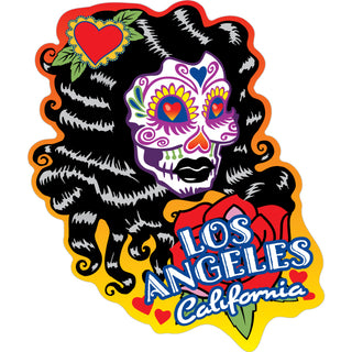 OK4 Los Angeles CA Black Hair Female Sugar Skull Sticker