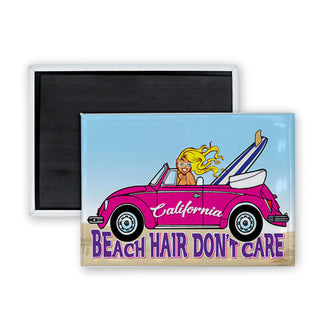 California   Beach Hair Dont Care Rectangle Badge Magnet