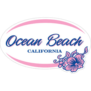 Ocean Beach  CA   Pink Purple Hibiscus Sticker